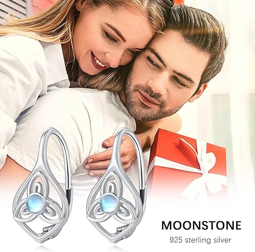 ONE:  Exquisite Earrings Color: Moonstone Dangle Earrings 925 Sterling Silver