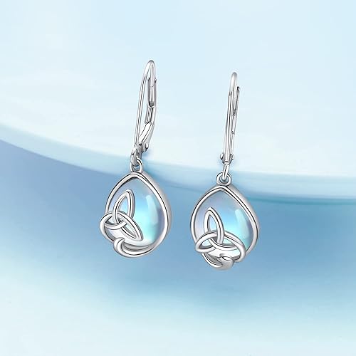 ONE:  Exquisite Earrings Color: Moonstone Dangle Earrings 925 Sterling Silver