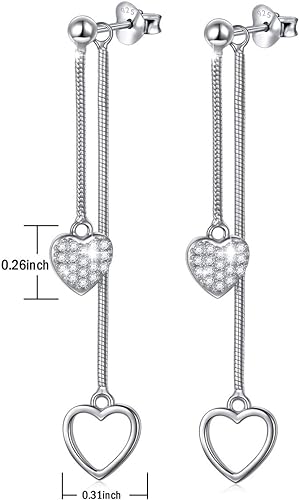ONE: Style: Front and Back Heart Earrings 925 Sterling Silver