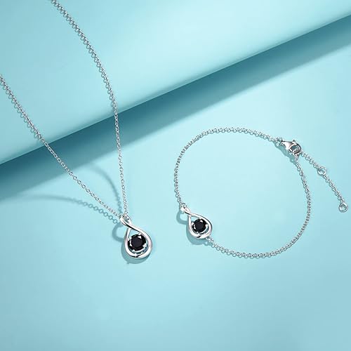 ONE :💎 Birthstone Necklace Gifts For Women, Love Pendant Birthstone Jewelry 16+2 inch Silver Chain