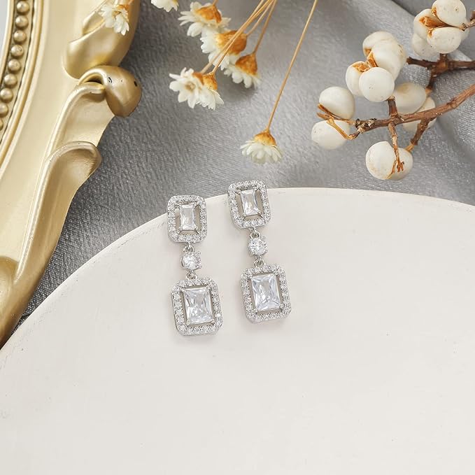 ONE PAIR: Crystal Multi Gold/Silver Rhinestone Chandelier Wedding Bridal Dangle Earrings