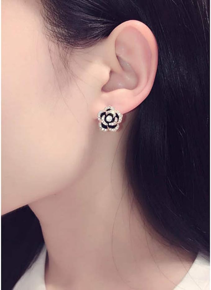 ONE PAIR: Rhinestone Crystal Flower Stud Earrings for Women