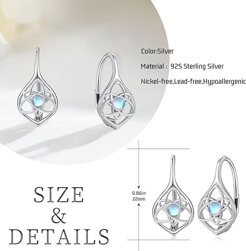 ONE:  Exquisite Earrings Color: Moonstone Dangle Earrings 925 Sterling Silver