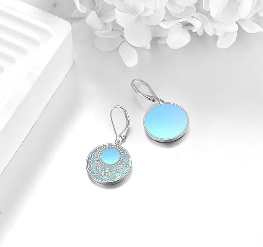 ONE:  Platinum Plated Earrings Color: Moonstone Dangle Earrings 925 Sterling Silver
