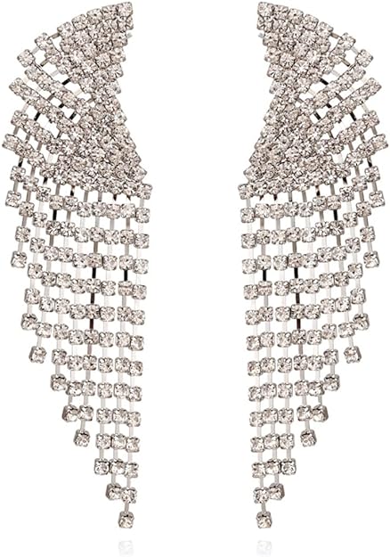 ONE PAIR: Crystal Multi Gold/Silver Rhinestone Chandelier Wedding Bridal Dangle Earrings