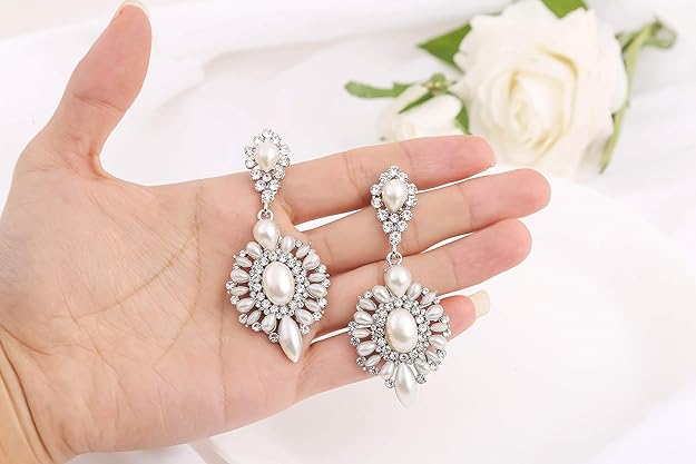ONE PAIR: Crystal Multi Gold/Silver Rhinestone Chandelier Wedding Bridal Dangle Earrings