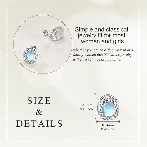 ONE: Exquisite ROUND Color: MOONSTONE Dangle Earrings 925 Sterling Silver