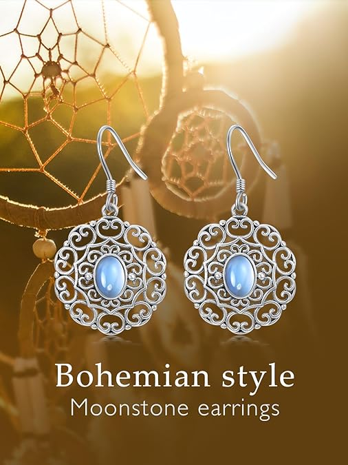 ONE:  LOVE DROP Earrings Color: Moonstone Dangle Earrings 925 Sterling Silver