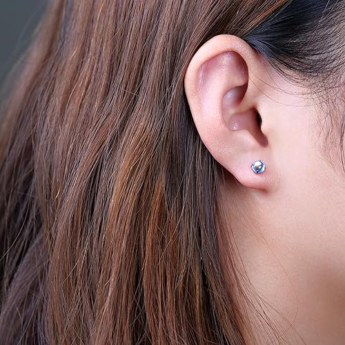 ONE: Exquisite Pure Titanium Stud Color: MOONSTONE Dangle Earrings 925 Sterling Silver