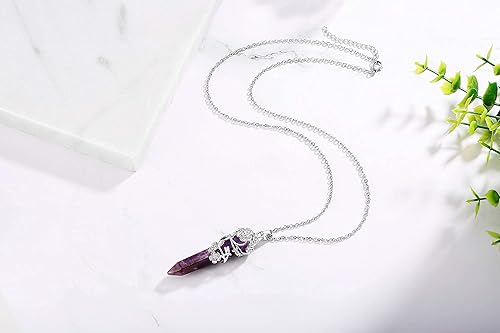 ONE :💎DAINTY FLOWER NATURAL HEALING CRYSTAL: Amethyst NECKLACE Fine Jewelry 💎