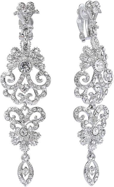 ONE PAIR: Crystal Multi Gold/Silver Rhinestone Chandelier Wedding Bridal Dangle Earrings