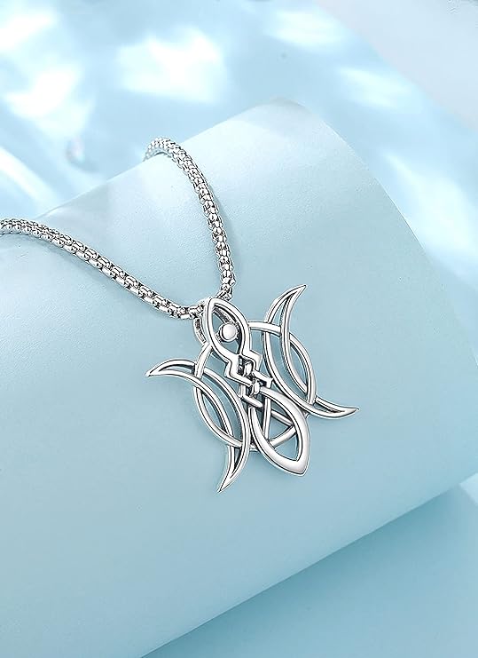ONE :💎The Triple Moon Symbol Pendant Necklace Fine Jewelry 💎