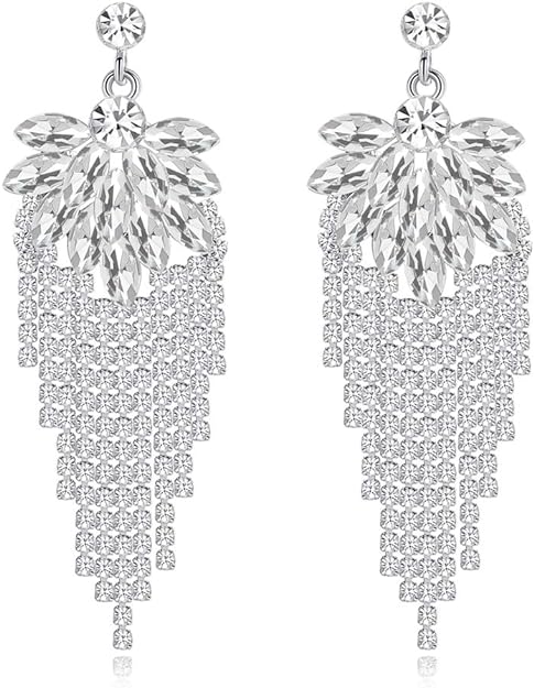 ONE PAIR: Crystal Multi Gold/Silver Rhinestone Chandelier Wedding Bridal Dangle Earrings