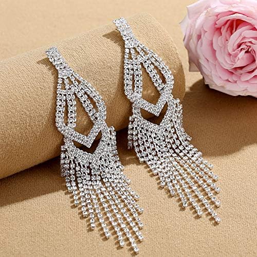 ONE PAIR: Crystal Multi Gold/Silver Rhinestone Chandelier Wedding Bridal Dangle Earrings