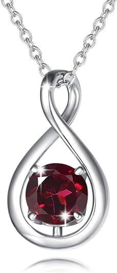 ONE :💎 Birthstone Necklace Gifts For Women, Love Pendant Birthstone Jewelry 16+2 inch Silver Chain JAN