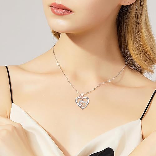 ONE: Love Heart Pendant Necklace Style Rose Heart - I love you forever