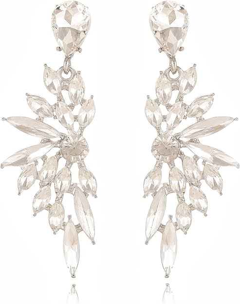 ONE PAIR: Crystal Multi Teardrop Cluster Chandelier Dangle Earrings Rhinestone