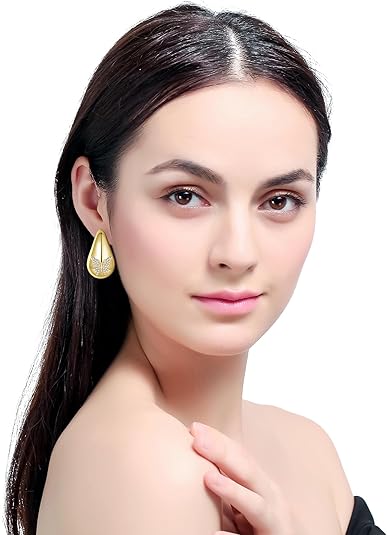 2 Pairs Earrings Set for Women, Lightweight Hollow Gold Hoops. Silver Hoop Earrings, 14k Gold Teardrop Hoop Earrings, Rhinestone Waterdrop Earrings Set