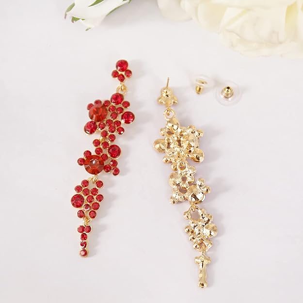 ONE PAIR: Crystal Multi Gold/Silver Rhinestone Chandelier Wedding Bridal Dangle Earrings
