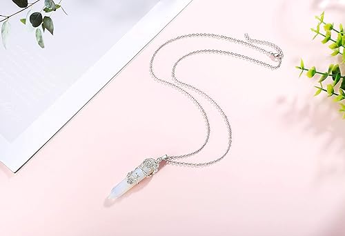ONE :💎DAINTY FLOWER NATURAL HEALING CRYSTAL: Opal  NECKLACE Fine Jewelry 💎