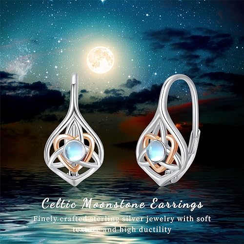 ONE:  Exquisite HEART Earrings Color: Moonstone Dangle Earrings 925 Sterling Silver