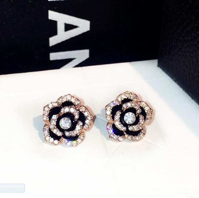 ONE PAIR: Rhinestone Crystal Flower Stud Earrings for Women