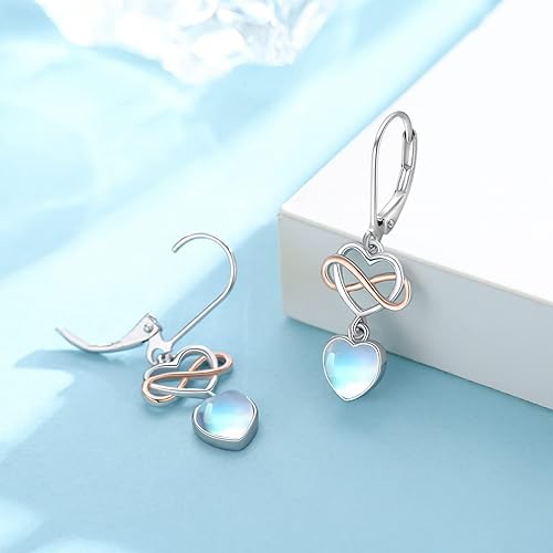 ONE:  Exquisite HEART Stud  Color: MOONSTONE  Earrings 925 Sterling Silver