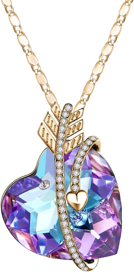 ONE :💎Elegant Gold Purple Heart Pendant Necklace was made of blue crystal, which sparkles all the time