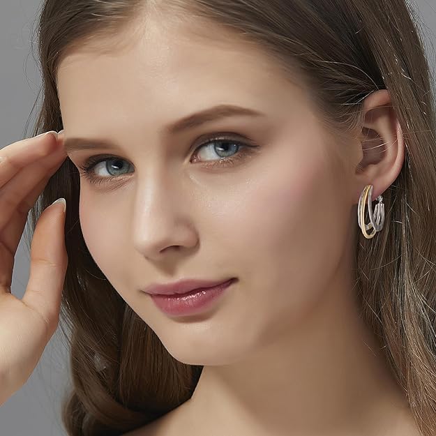 ONE PAIR:   Crystal Stud Multi Gold/Silver  Dangle Earrings