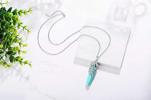 ONE :💎DAINTY FLOWER ROSE Synthetic Green Turquoise  NECKLACE Fine Jewelry 💎