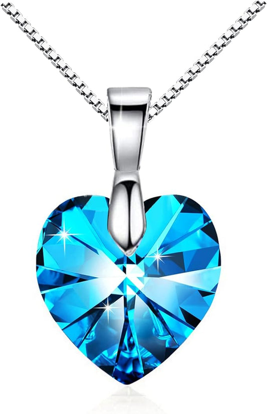 ONE :💎Elegant 1 SILVER BLUE Heart Pendant Necklace was made of blue crystal, which sparkles all the time