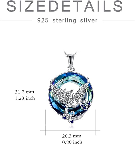 ONE :💎Style: Phoenix-Blue Crystal Pendant Necklace Fine Jewelry 💎