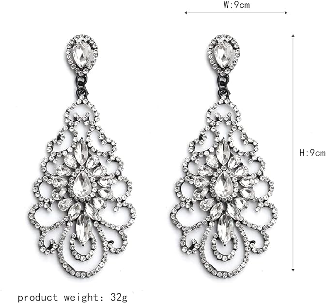 ONE PAIR: Crystal Multi Gold/Silver Rhinestone Chandelier Wedding Bridal Dangle Earrings