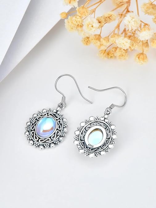 ONE:  Infinity Earrings Color: Moonstone Dangle Earrings 925 Sterling Silver