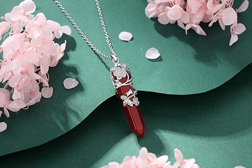 ONE :💎DAINTY FLOWER NATURAL HEALING CRYSTAL: Carnelian  NECKLACE Fine Jewelry 💎