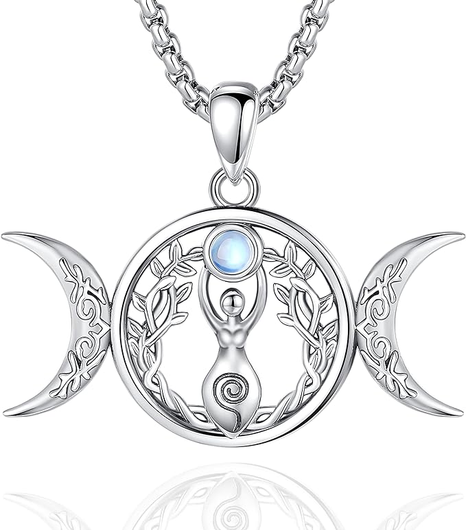 ONE :💎Triple Moon Goddess - Moonstone Pendant Necklace Fine Jewelry 💎