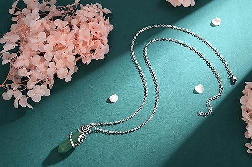 ONE :💎DAINTY FLOWER ROSE Green Aventurine Gemstone NECKLACE Fine Jewelry 💎