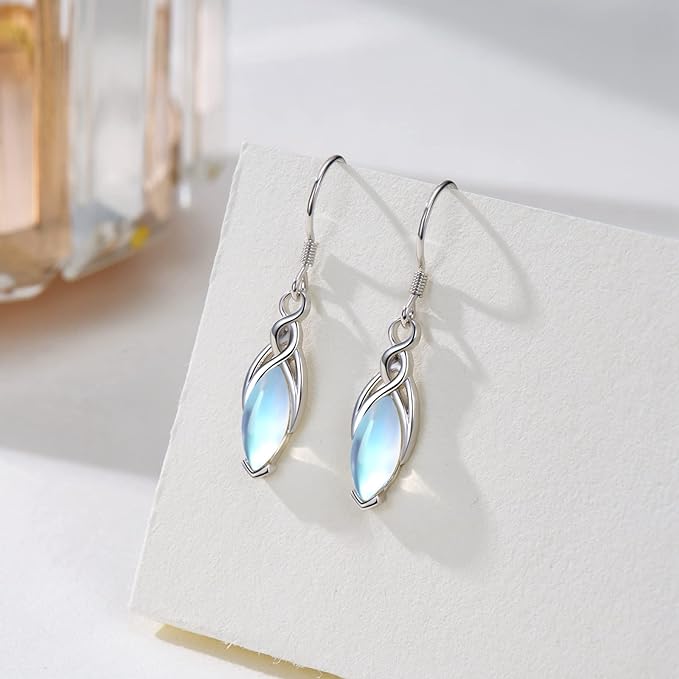 ONE:  Exquisite Earrings Color: Moonstone Dangle Earrings 925 Sterling Silver