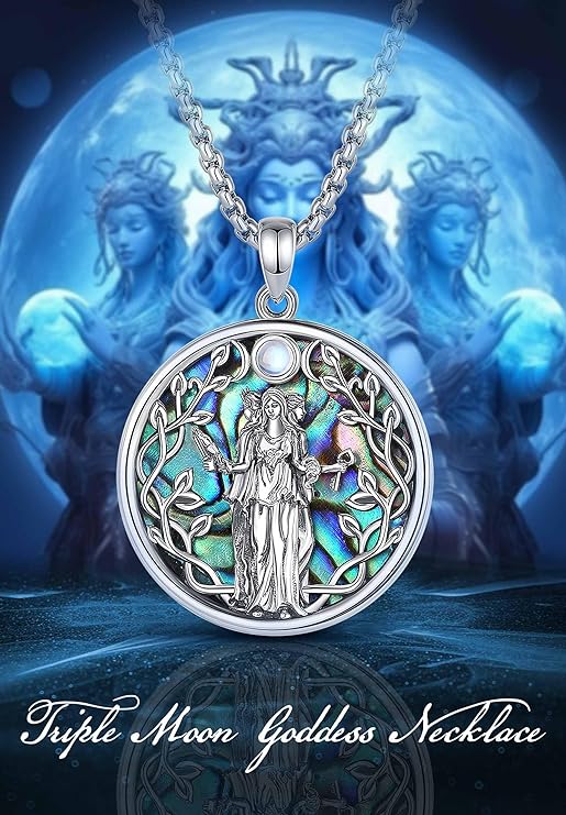 ONE :💎The Triple Moon Goddess Moonstone Symbol Pendant Necklace Fine Jewelry 💎
