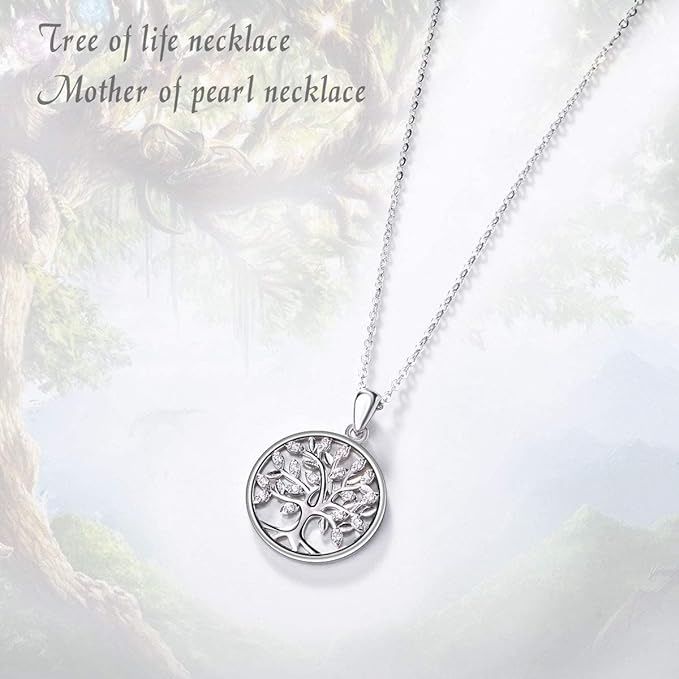 ONE :💎Mother of Pearl Tree Pendant Necklace Fine Jewelry 💎