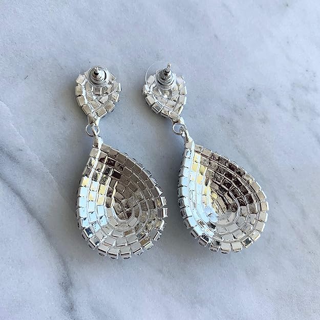 ONE PAIR: Crystal Multi Gold/Silver Rhinestone Chandelier Wedding Bridal Dangle Earrings