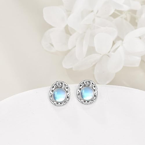 ONE: Exquisite ROUND Color: MOONSTONE Dangle Earrings 925 Sterling Silver