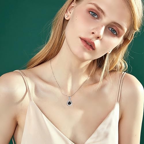 ONE :💎 Birthstone Necklace Gifts For Women, Love Pendant Birthstone Jewelry 16+2 inch Silver Chain