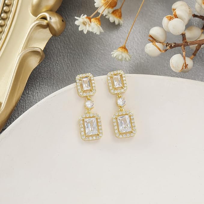 ONE PAIR: Crystal Multi Gold/Silver Rhinestone Chandelier Wedding Bridal Dangle Earrings