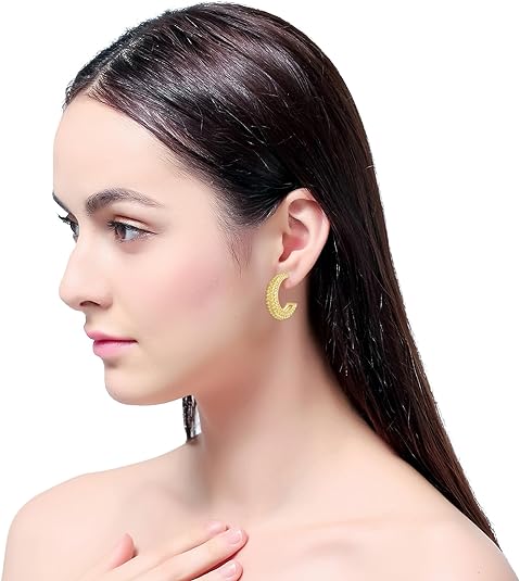 2 Pairs Earrings Set for Women, Lightweight Hollow Gold Hoops. Silver Hoop Earrings, 14k Gold Teardrop Hoop Earrings, Rhinestone Waterdrop Earrings Set