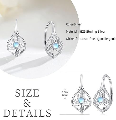 ONE:  Exquisite Earrings Color: Moonstone Dangle Earrings 925 Sterling Silver