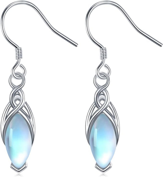 ONE:  Exquisite Earrings Color: Moonstone Dangle Earrings 925 Sterling Silver