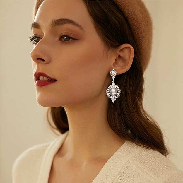 ONE PAIR: Crystal Multi Gold/Silver Rhinestone Chandelier Wedding Bridal Dangle Earrings