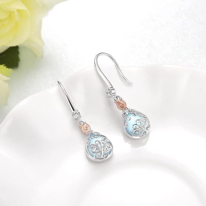 ONE:  Exquisite Butterfly Earrings Color: Moonstone Dangle Earrings 925 Sterling Silver