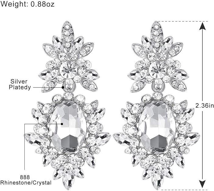 ONE PAIR: Crystal Multi Gold/Silver Rhinestone Chandelier Wedding Bridal Dangle Earrings